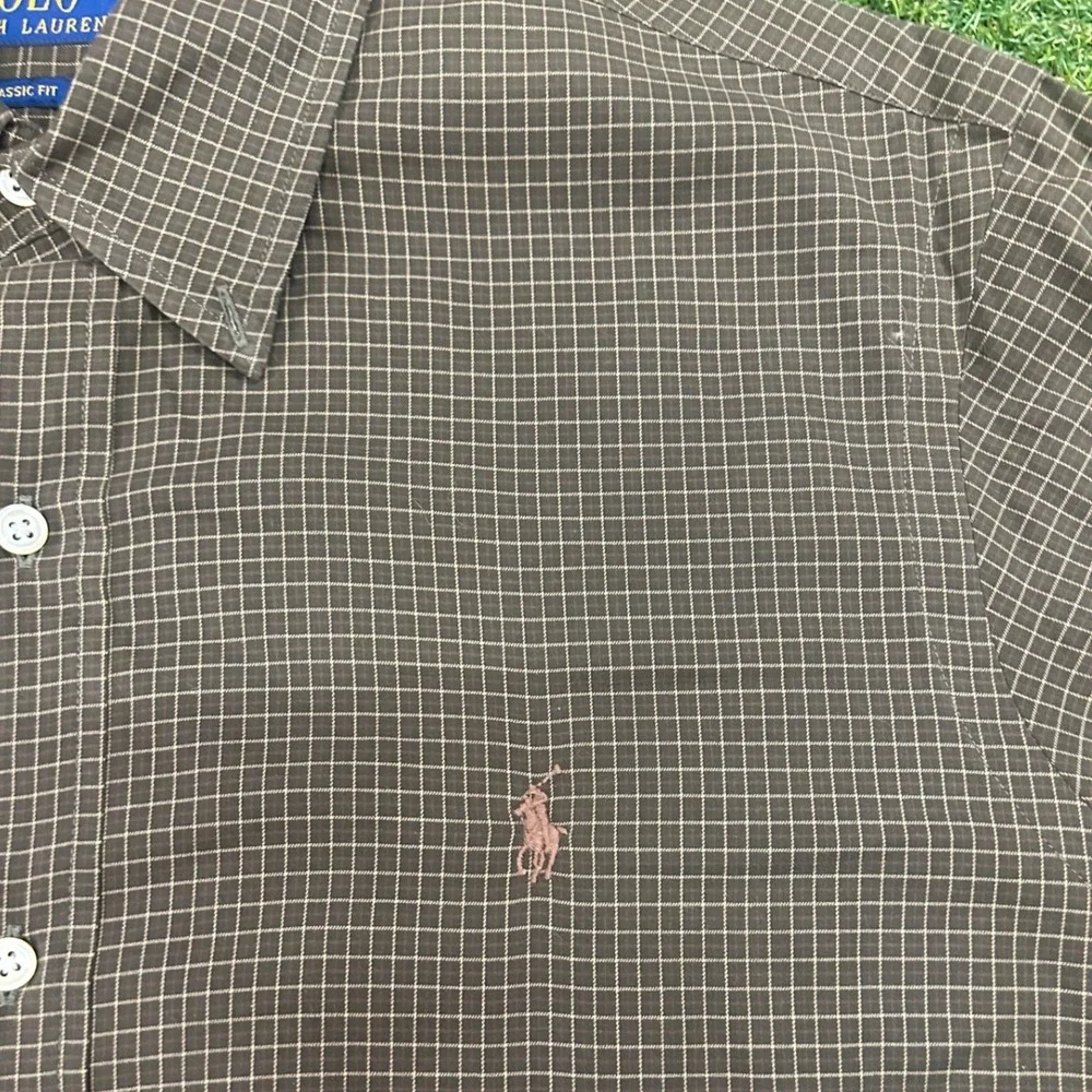 Polo Ralph Lauren Mens Brown Check Long Sleeve Button Down Shirt Classic Fit L‎